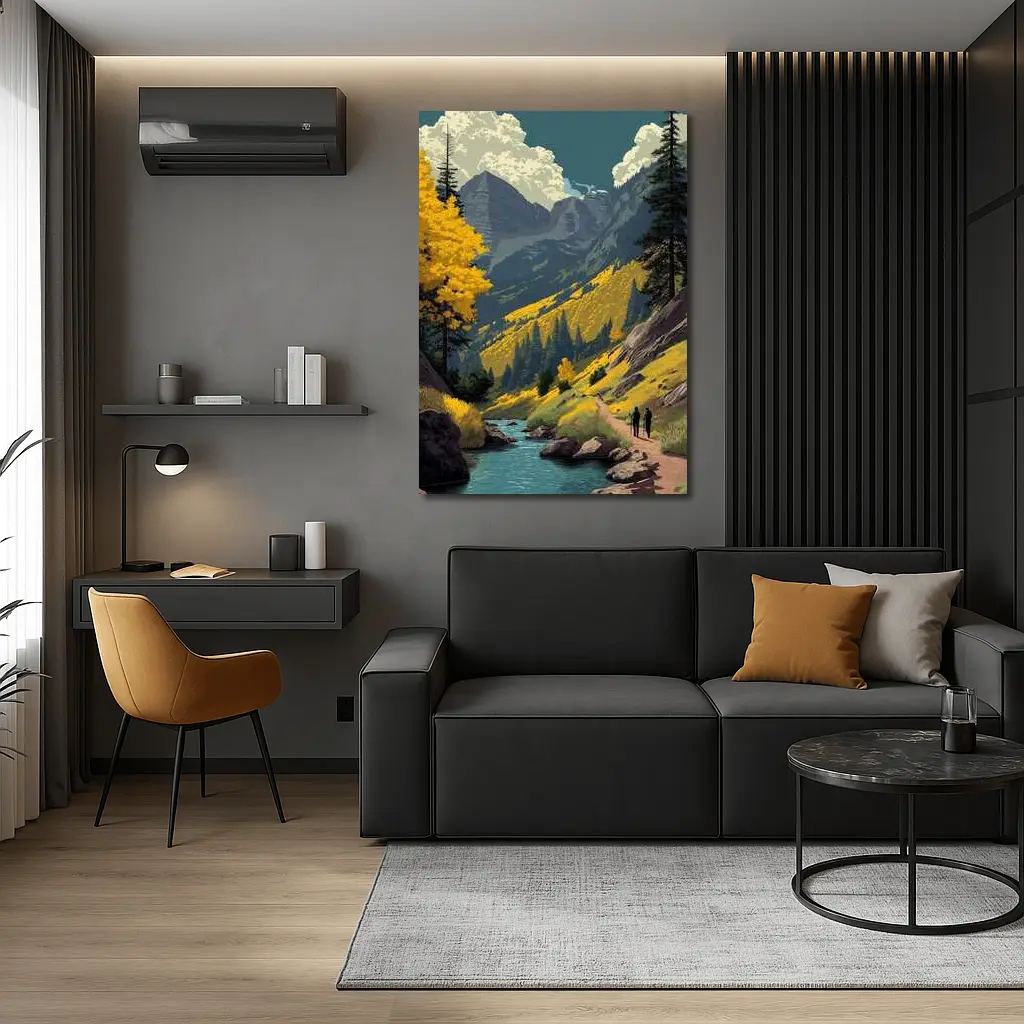 Maroon Bells Colorado Retro Travel Art – Wall Art