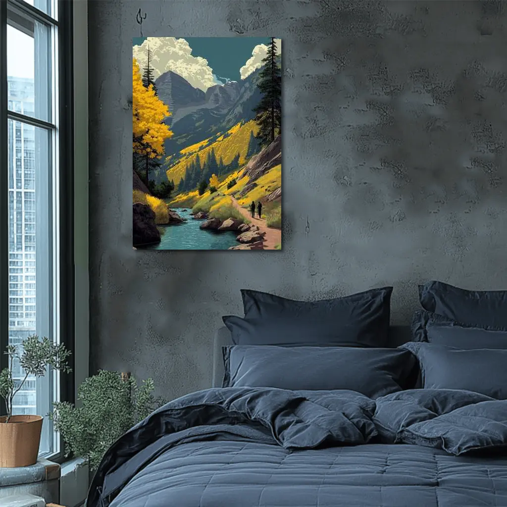 Maroon Bells Colorado Retro Travel Art – Wall Art