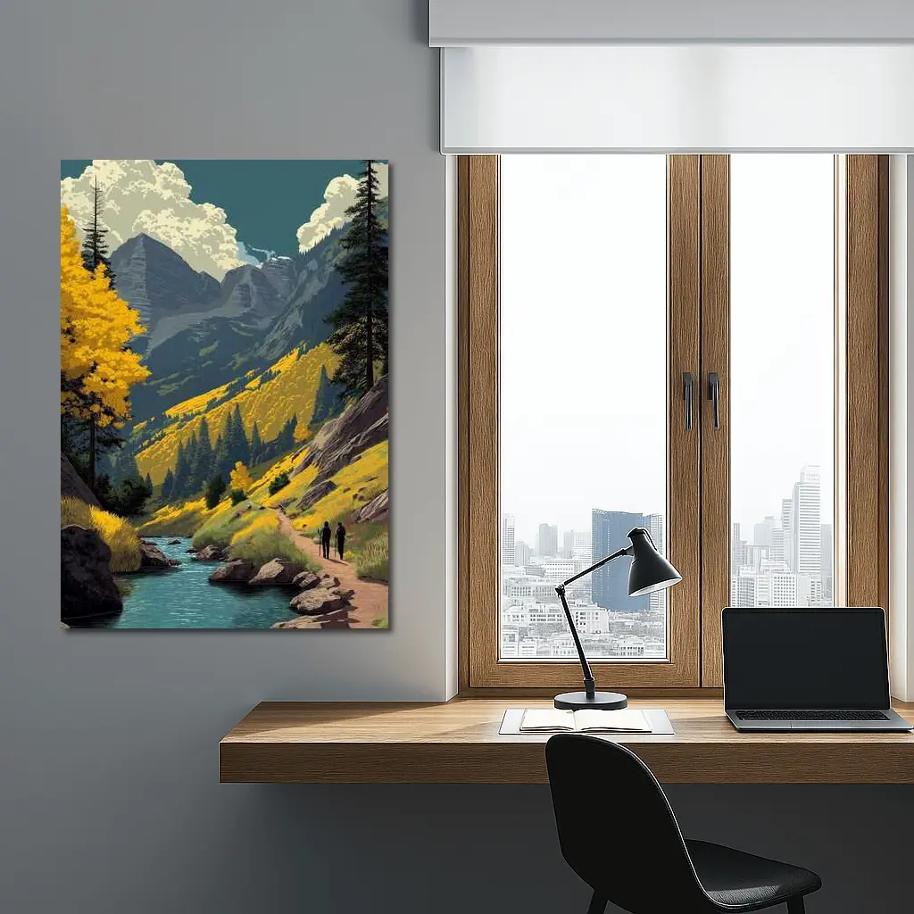 Maroon Bells Colorado Retro Travel Art – Wall Art