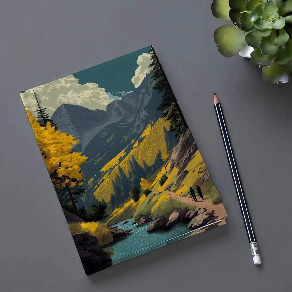 Maroon Bells Colorado Retro Travel Art – Notebooks