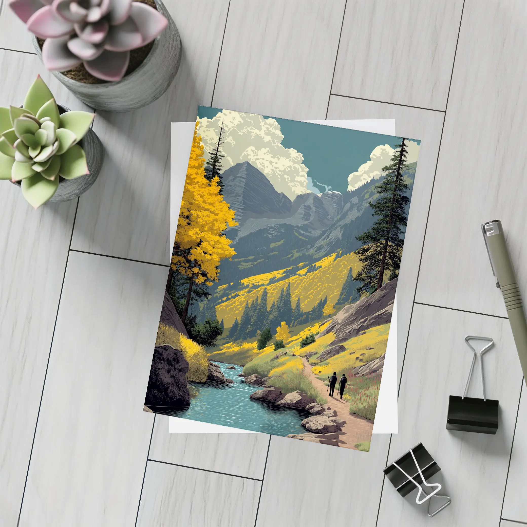 Maroon Bells Colorado Retro Travel Art – Postcards