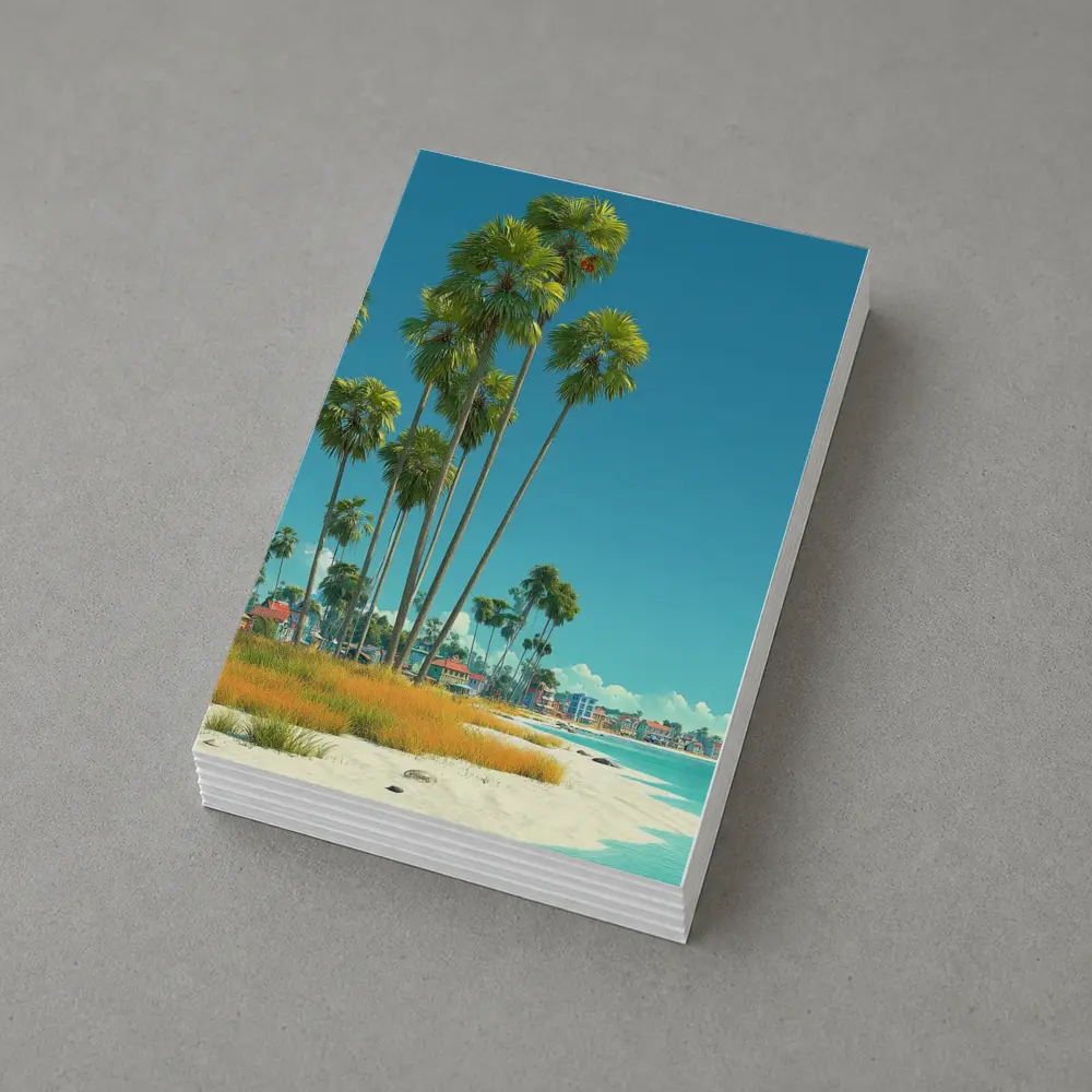Tropical Beach Palm Trees Clear Blue Sky – Postcards