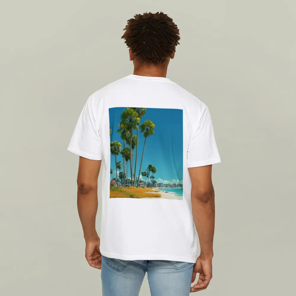 Tropical Beach Palm Trees Clear Blue Sky – T-Shirts
