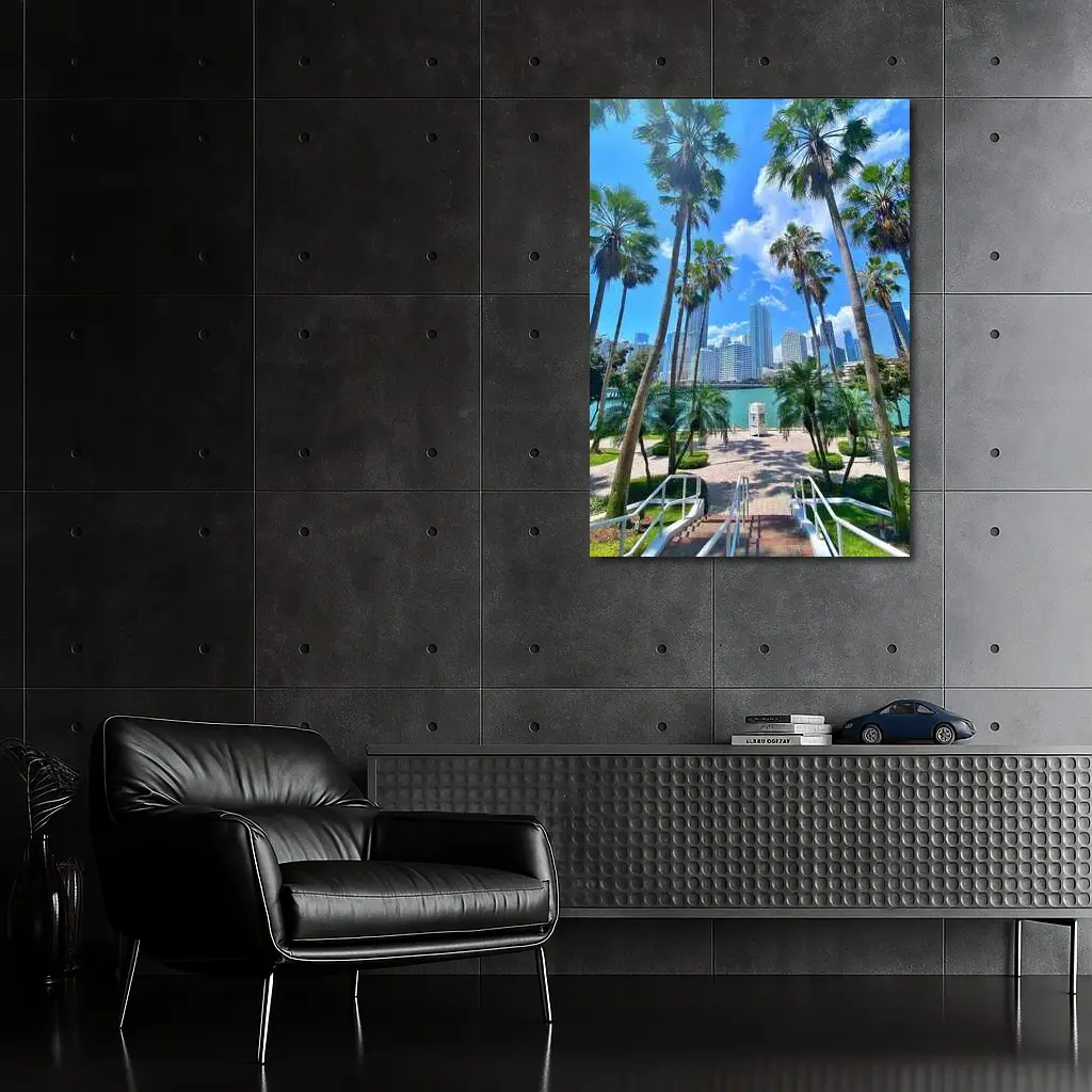 Miami Skyline Palm Trees Bayfront Park – Wall Art
