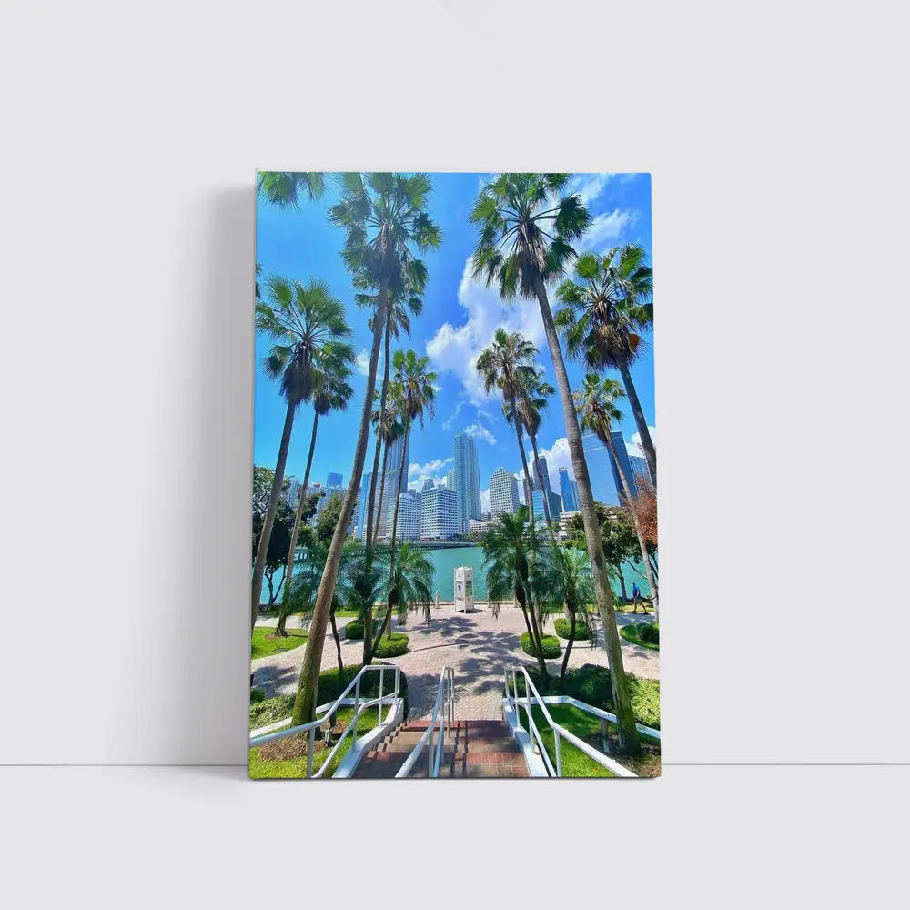 Miami Skyline Palm Trees Bayfront Park – Wall Art