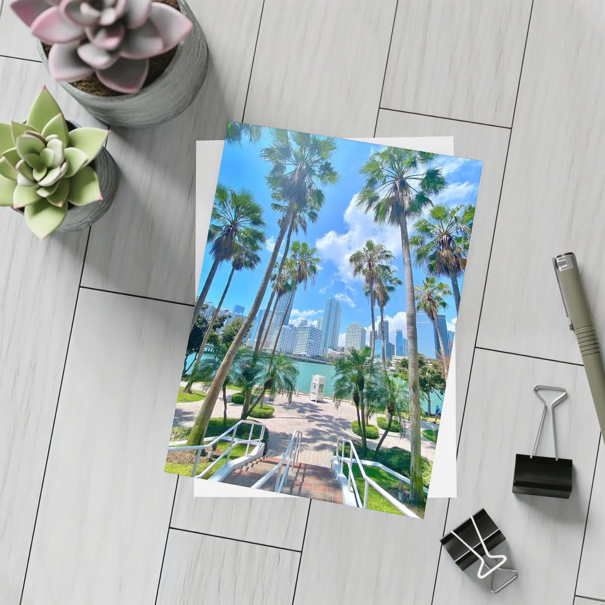 Miami Skyline Palm Trees Bayfront Park – Postcards