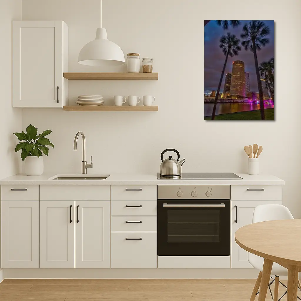 Tampa Skyline Night Palm Trees Florida – Wall Art