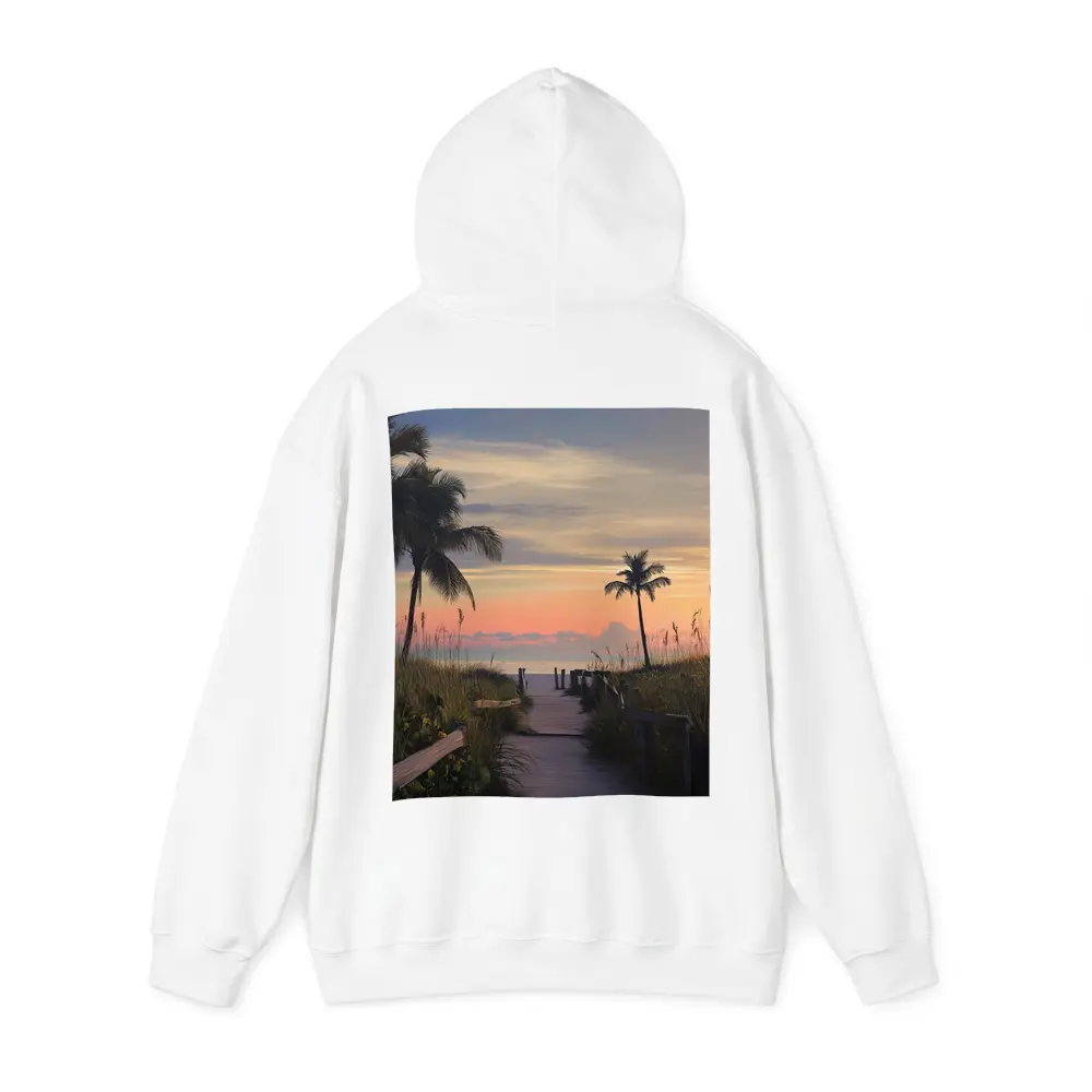 Tropical Boardwalk Path to Beach Sunset – Hoodies