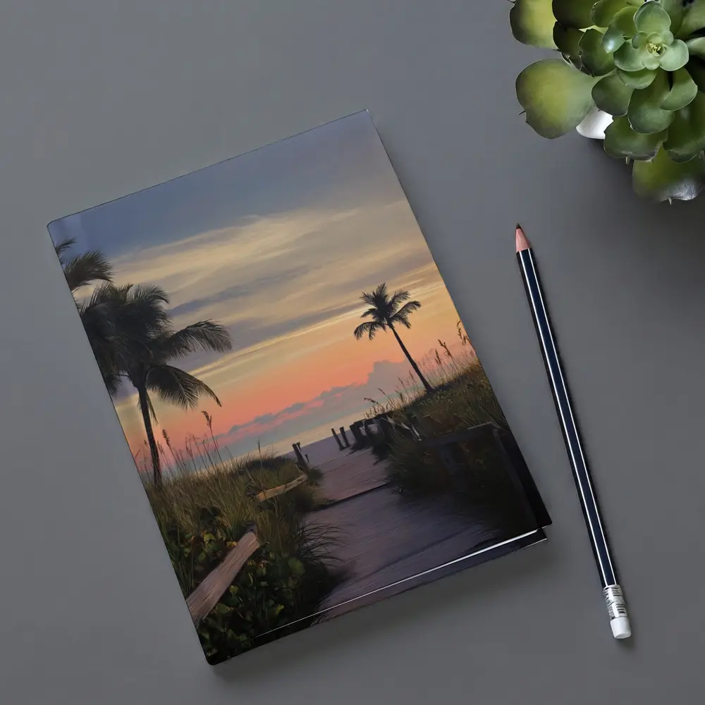 Tropical Boardwalk Path to Beach Sunset – Notebooks