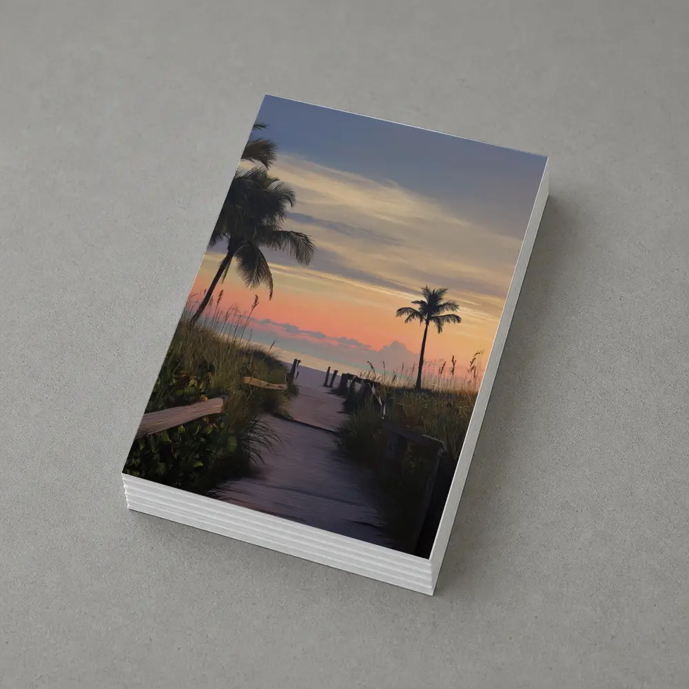 Tropical Boardwalk Path to Beach Sunset – Postcards
