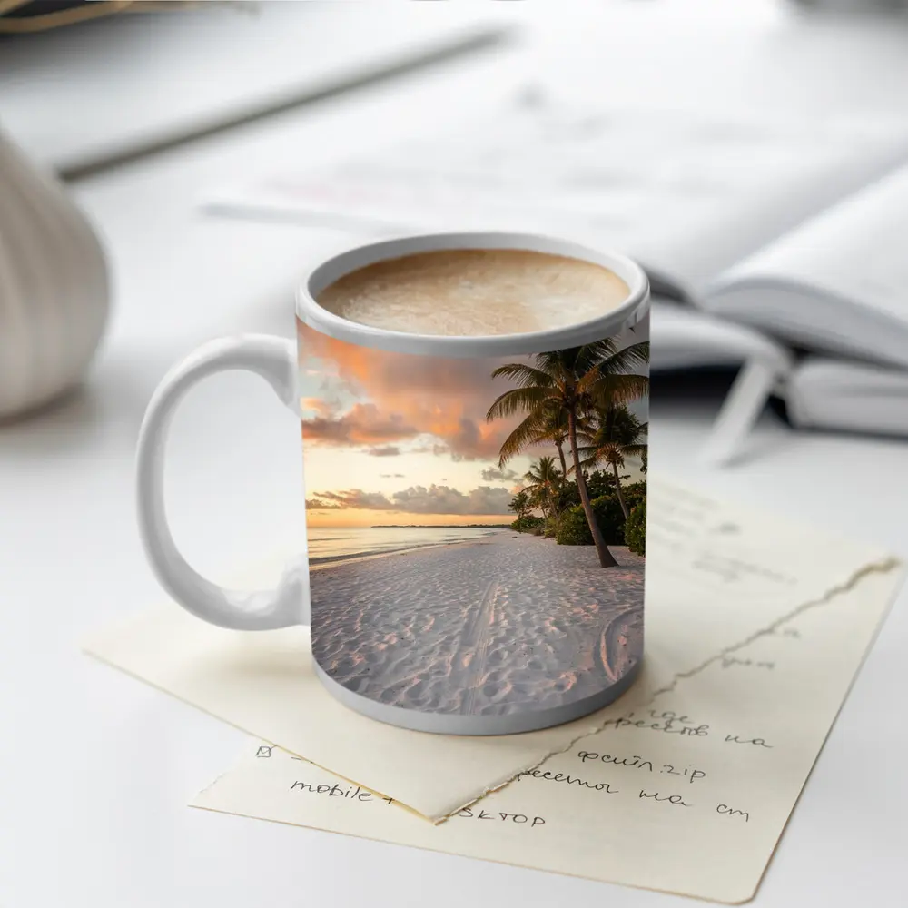Tropical Beach Palm Tree Sunset Sky – Mugs