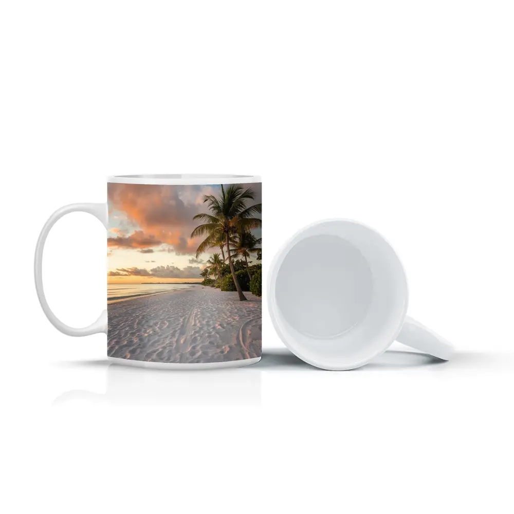Tropical Beach Palm Tree Sunset Sky – Mugs