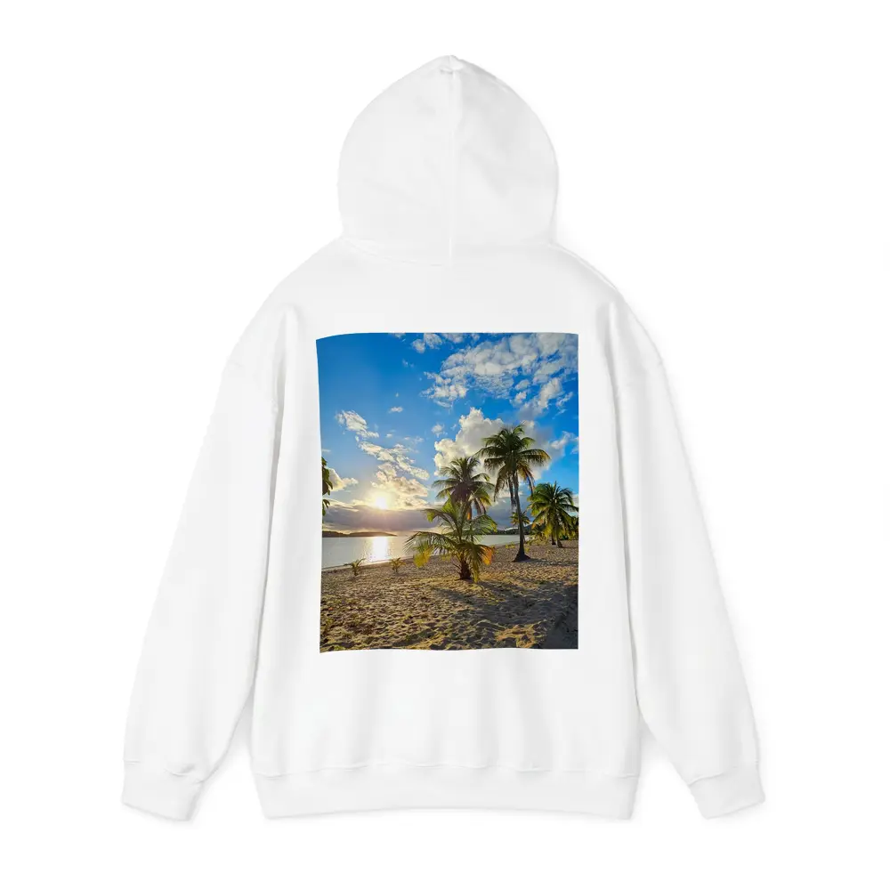 Tropical Beach Palm Trees Sunset Golden Sky – Hoodies