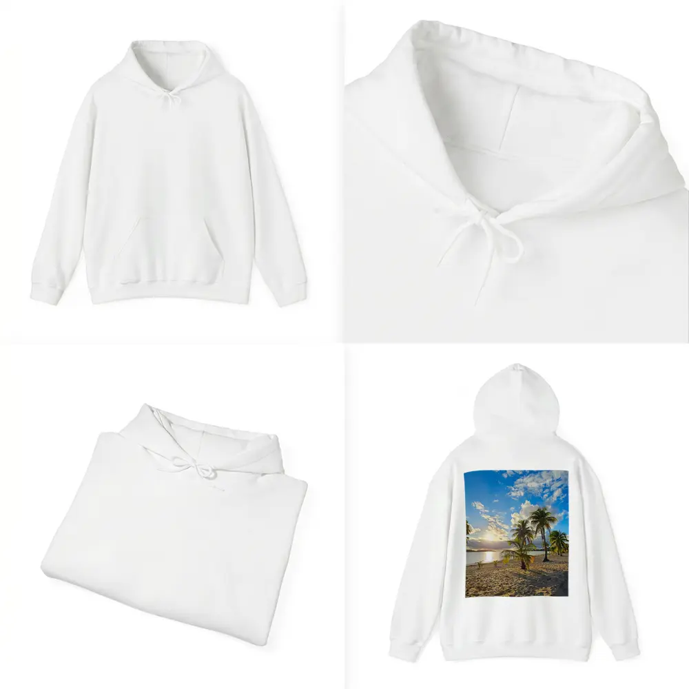 Tropical Beach Palm Trees Sunset Golden Sky – Hoodies