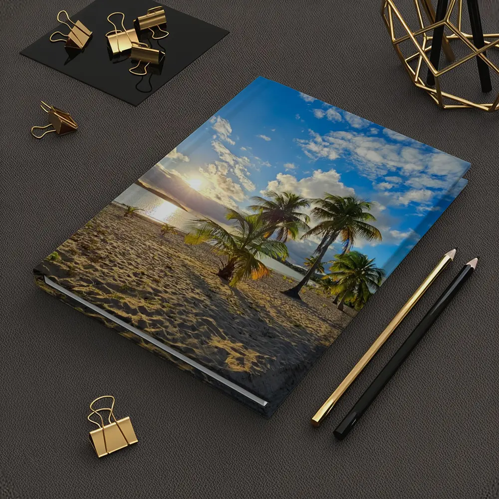 Tropical Beach Palm Trees Sunset Golden Sky – Notebooks