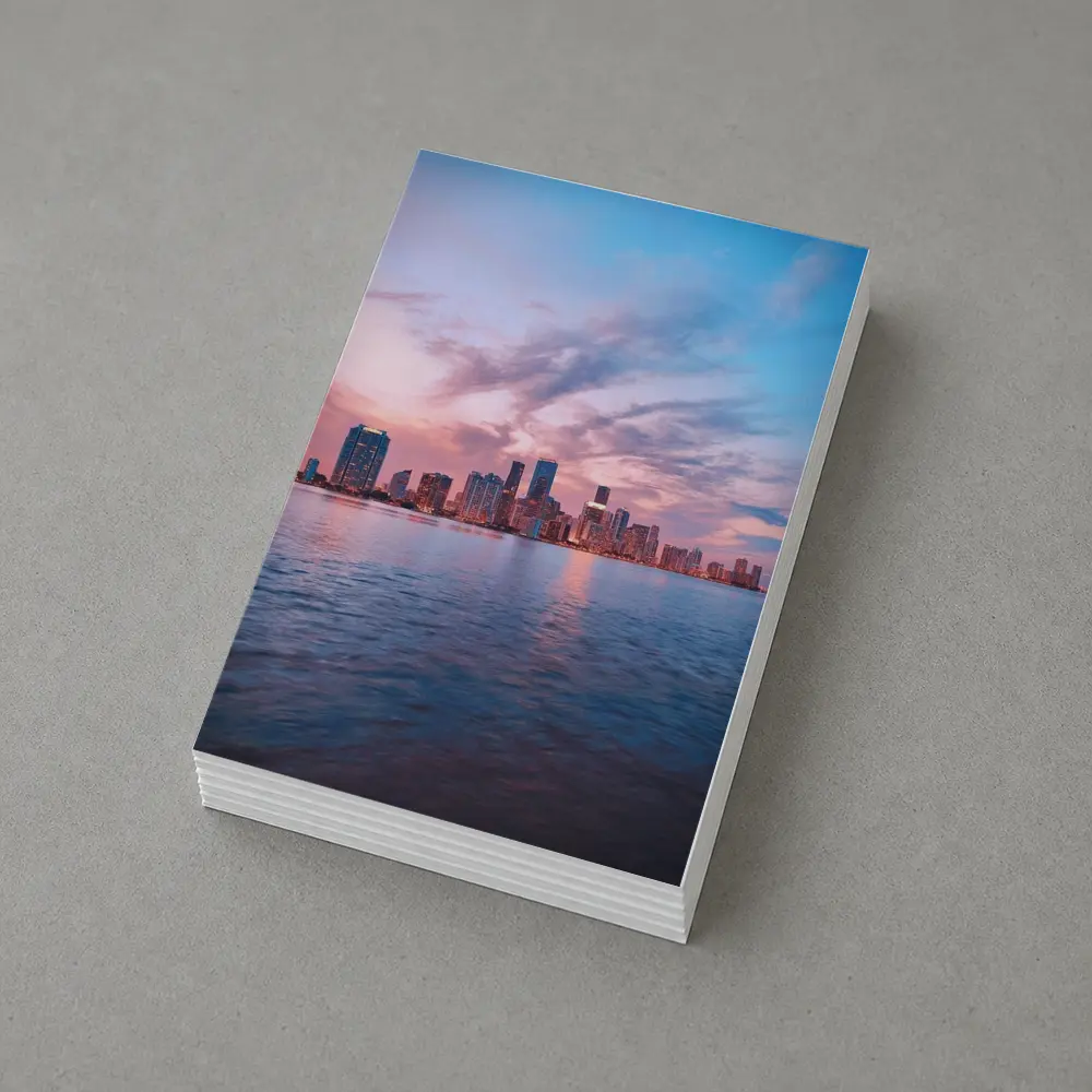 Miami Skyline Sunset Over Calm Water – Postcards