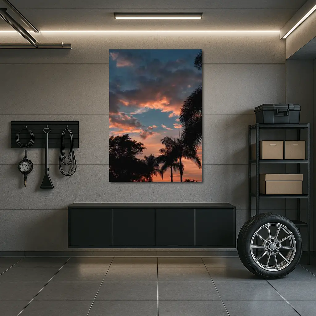 Tropical Palm Trees Silhouette Sunset Sky – Wall Art