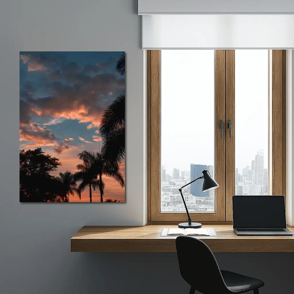 Tropical Palm Trees Silhouette Sunset Sky – Wall Art