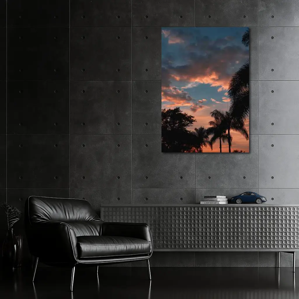 Tropical Palm Trees Silhouette Sunset Sky – Wall Art