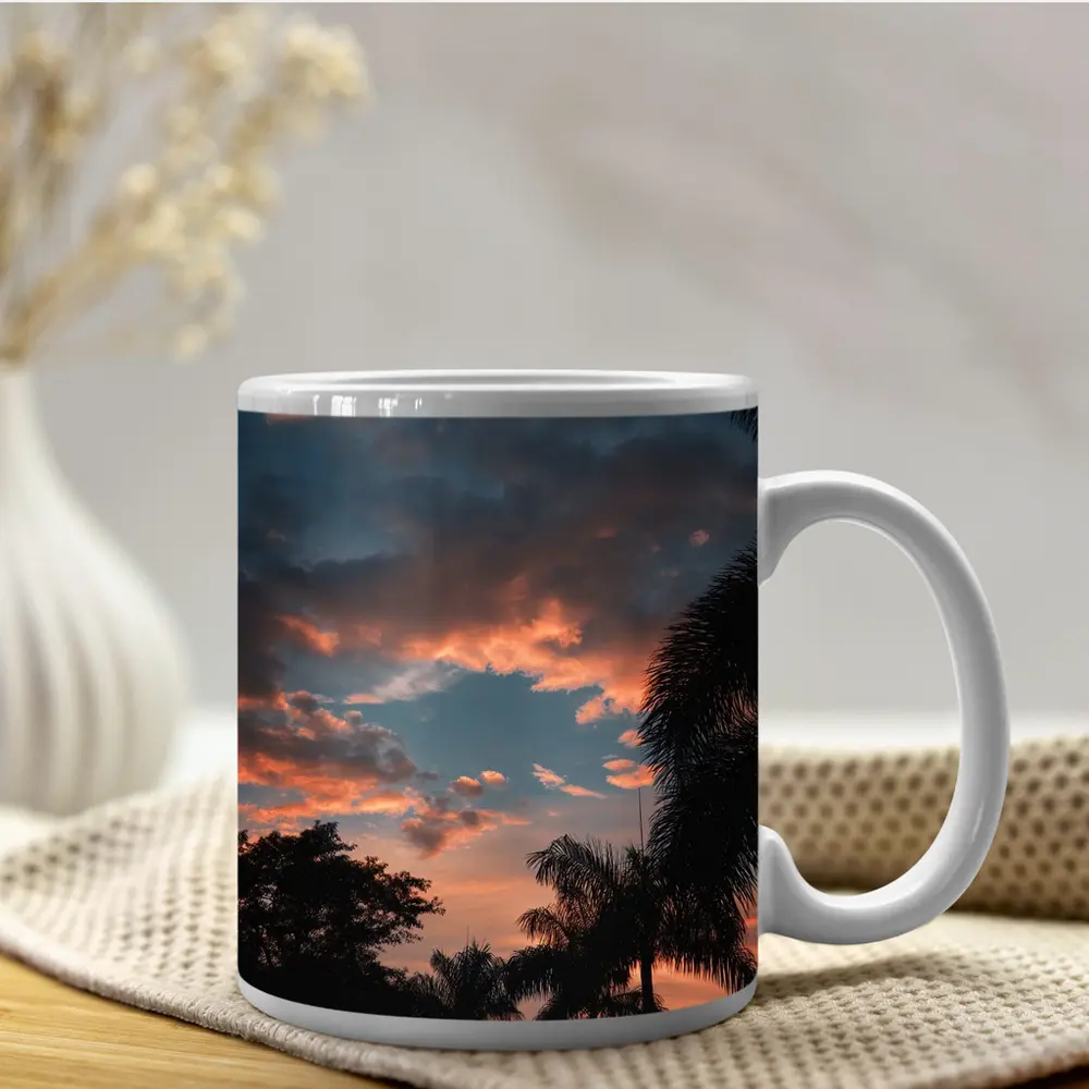 Tropical Palm Trees Silhouette Sunset Sky – Mugs