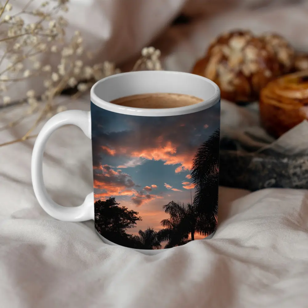 Tropical Palm Trees Silhouette Sunset Sky – Mugs