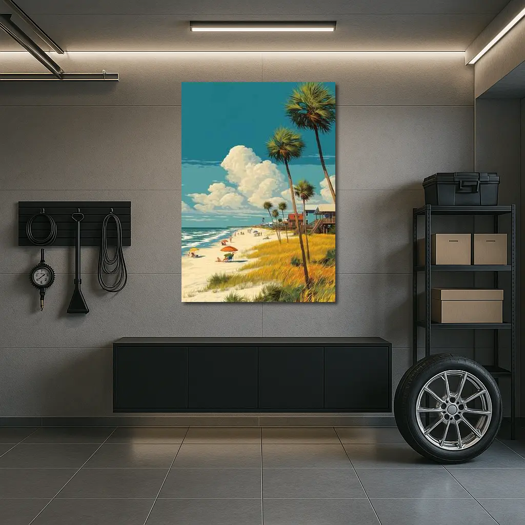 Florida Beach Palm Trees Retro Travel Art – Wall Art