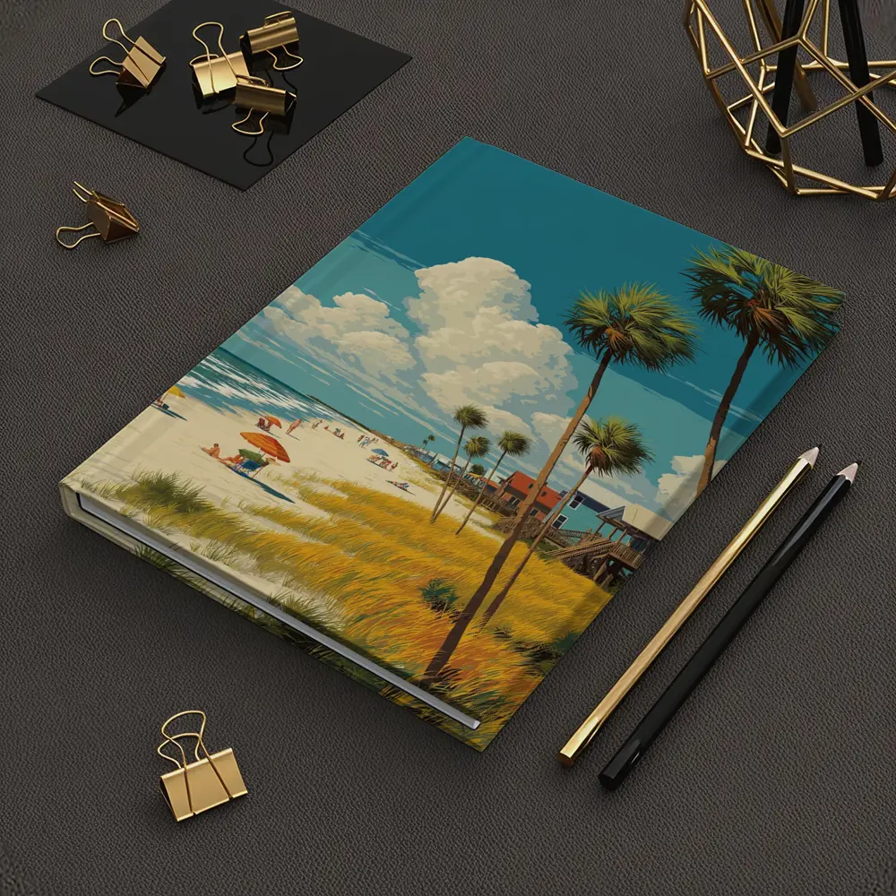 Florida Beach Palm Trees Retro Travel Art – Notebooks