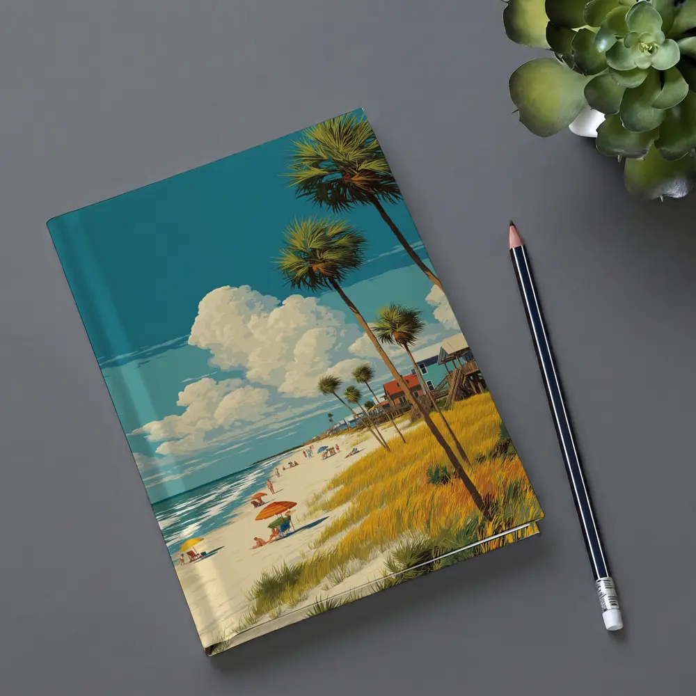 Florida Beach Palm Trees Retro Travel Art – Notebooks