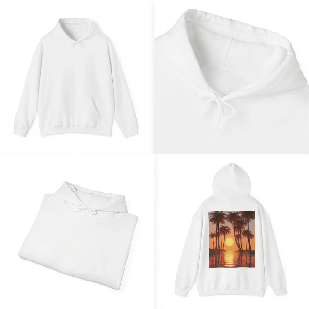 Tropical Palm Trees Sunset Ocean Reflection – Hoodies