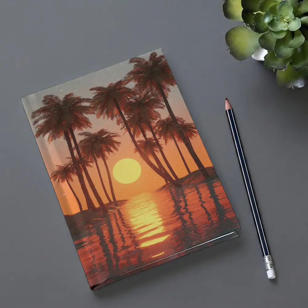Tropical Palm Trees Sunset Ocean Reflection – Notebooks