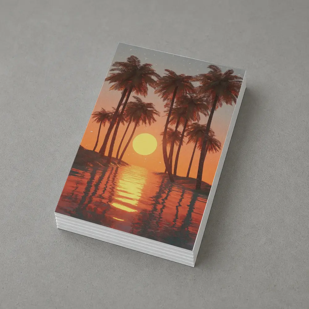 Tropical Palm Trees Sunset Ocean Reflection – Postcards