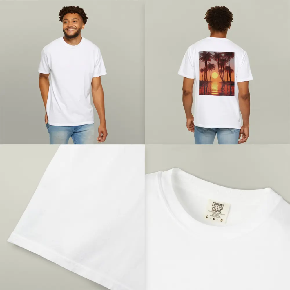 Tropical Palm Trees Sunset Ocean Reflection – T-Shirts