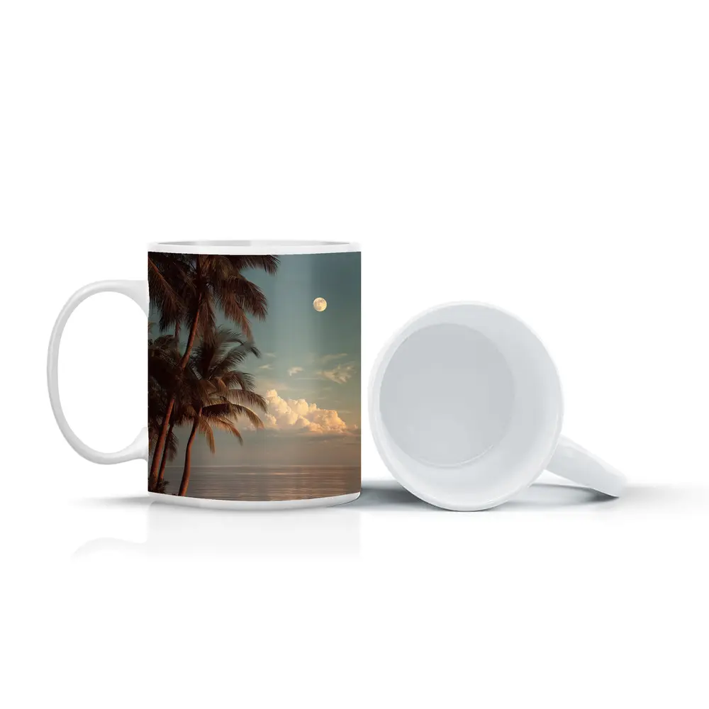 Full Moon Over Tropical Ocean Palm Trees – Mugs
