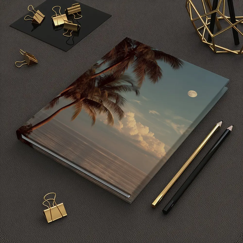 Full Moon Over Tropical Ocean Palm Trees – Notebooks