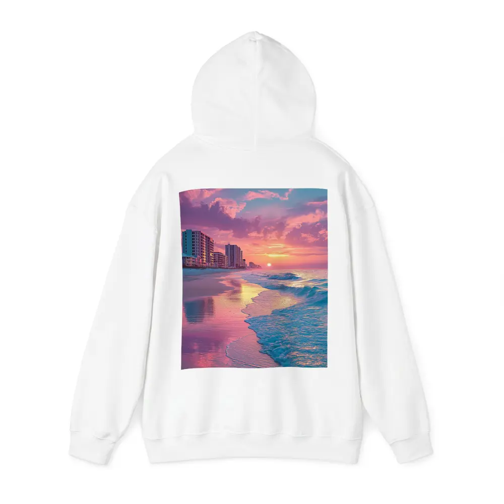 Pink Sunset Beach Ocean Waves Coastal View – Hoodies