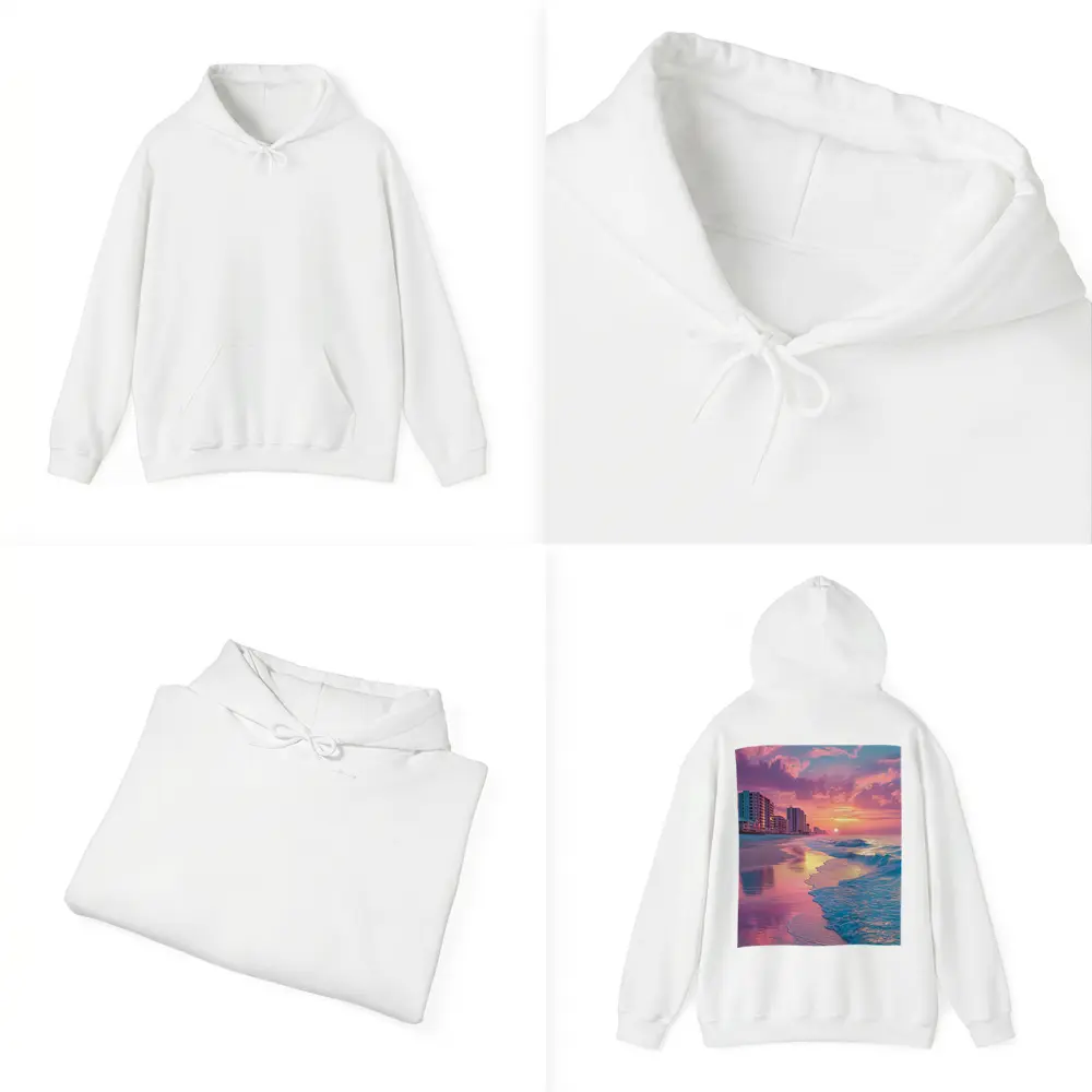 Pink Sunset Beach Ocean Waves Coastal View – Hoodies