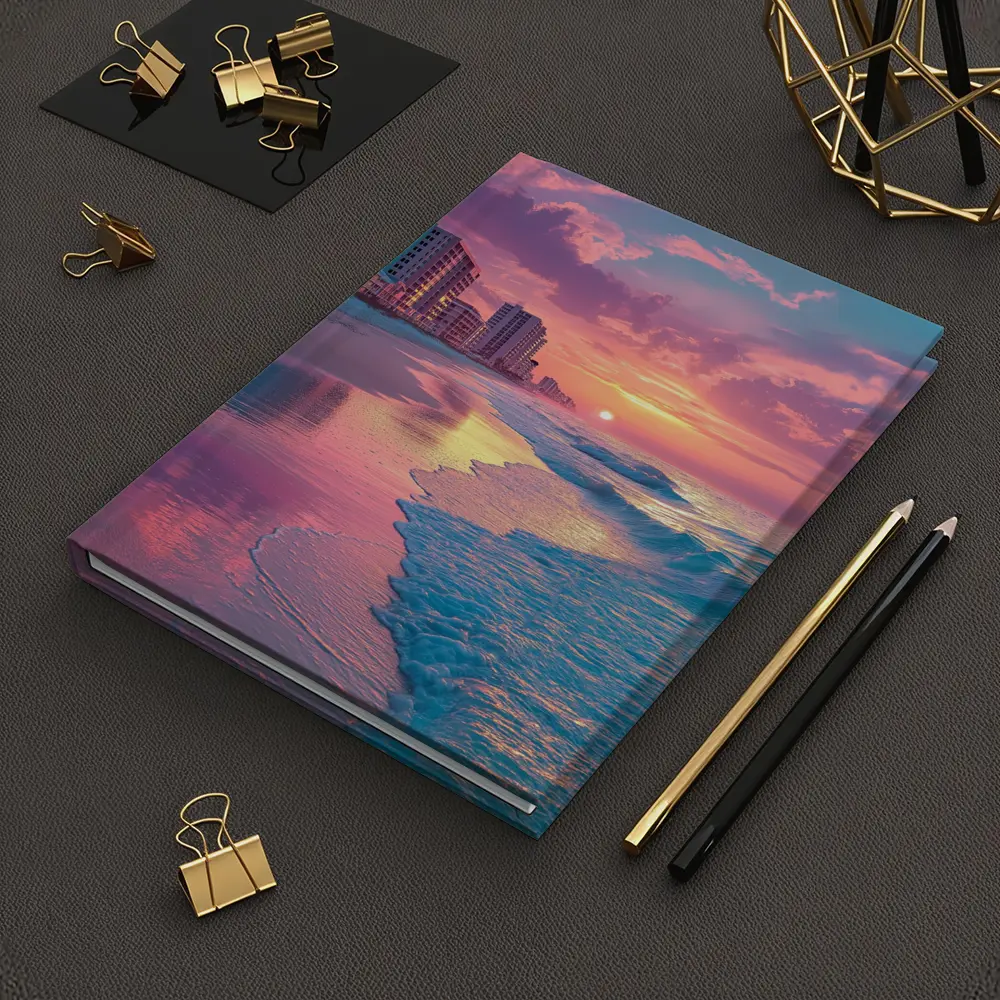 Pink Sunset Beach Ocean Waves Coastal View – Notebooks