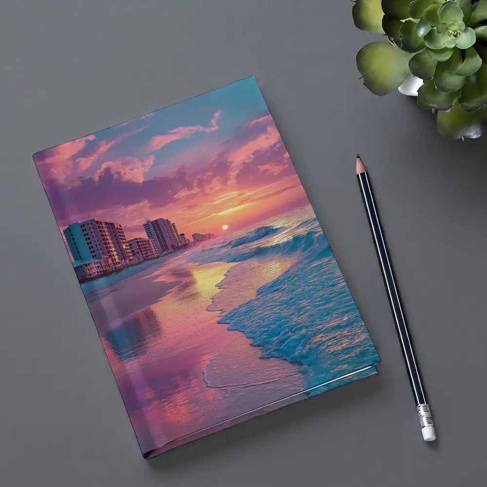 Pink Sunset Beach Ocean Waves Coastal View – Notebooks