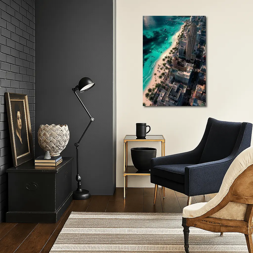 Miami Beach Aerial City Skyline View – Wall Art