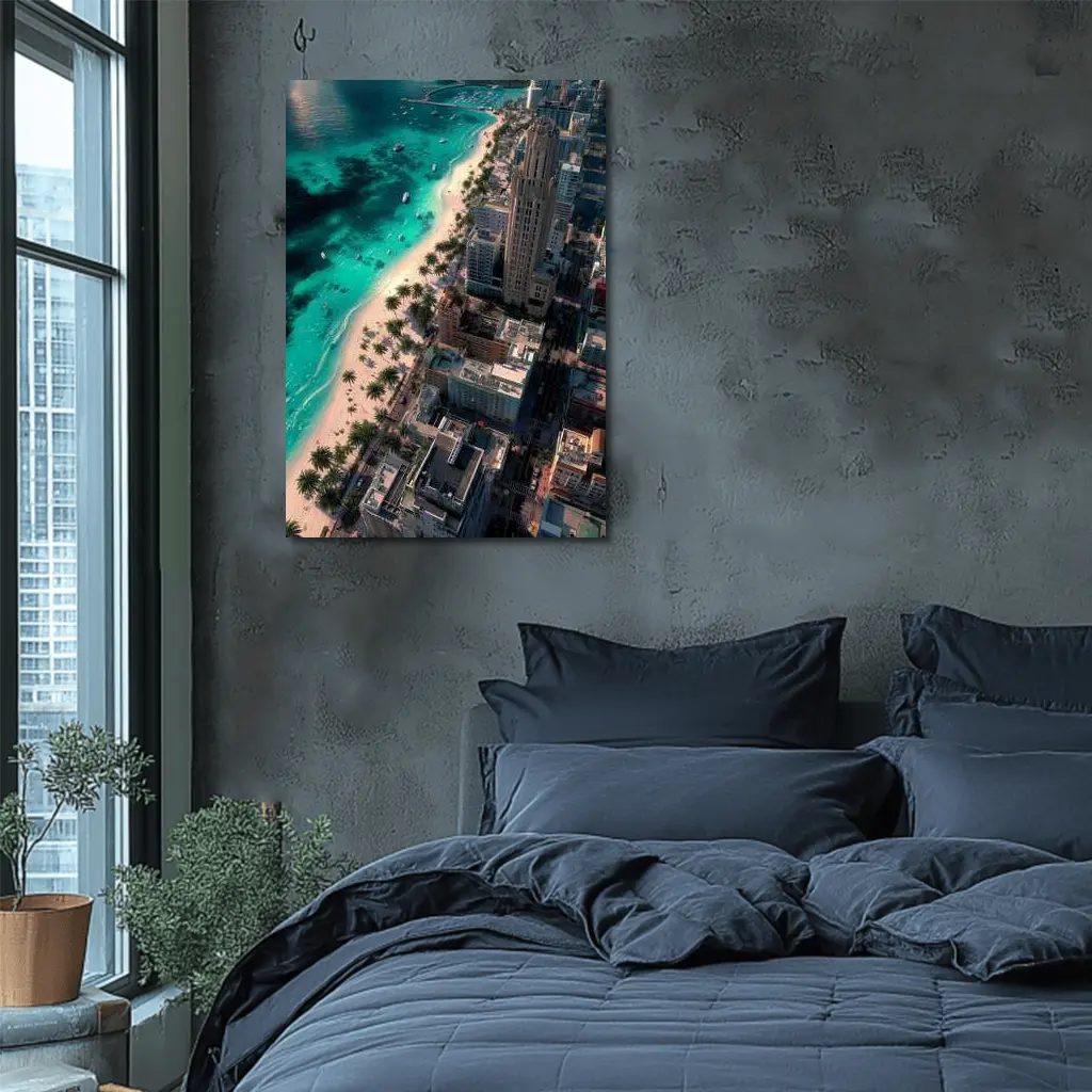 Miami Beach Aerial City Skyline View – Wall Art