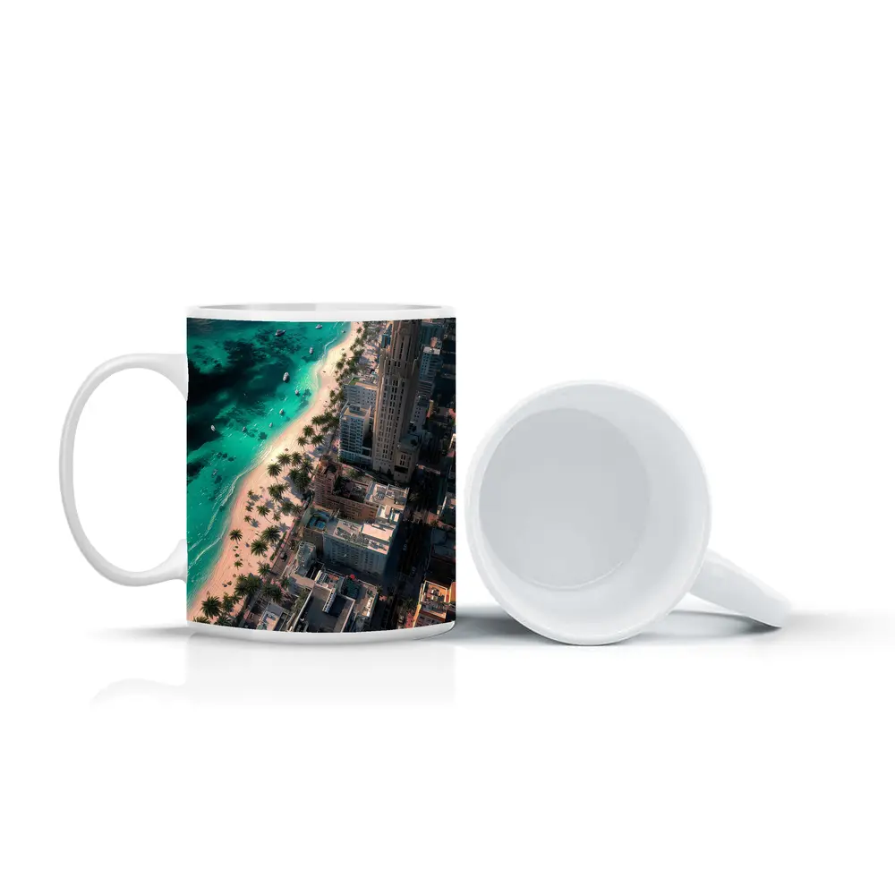 Miami Beach Aerial City Skyline View – Mugs