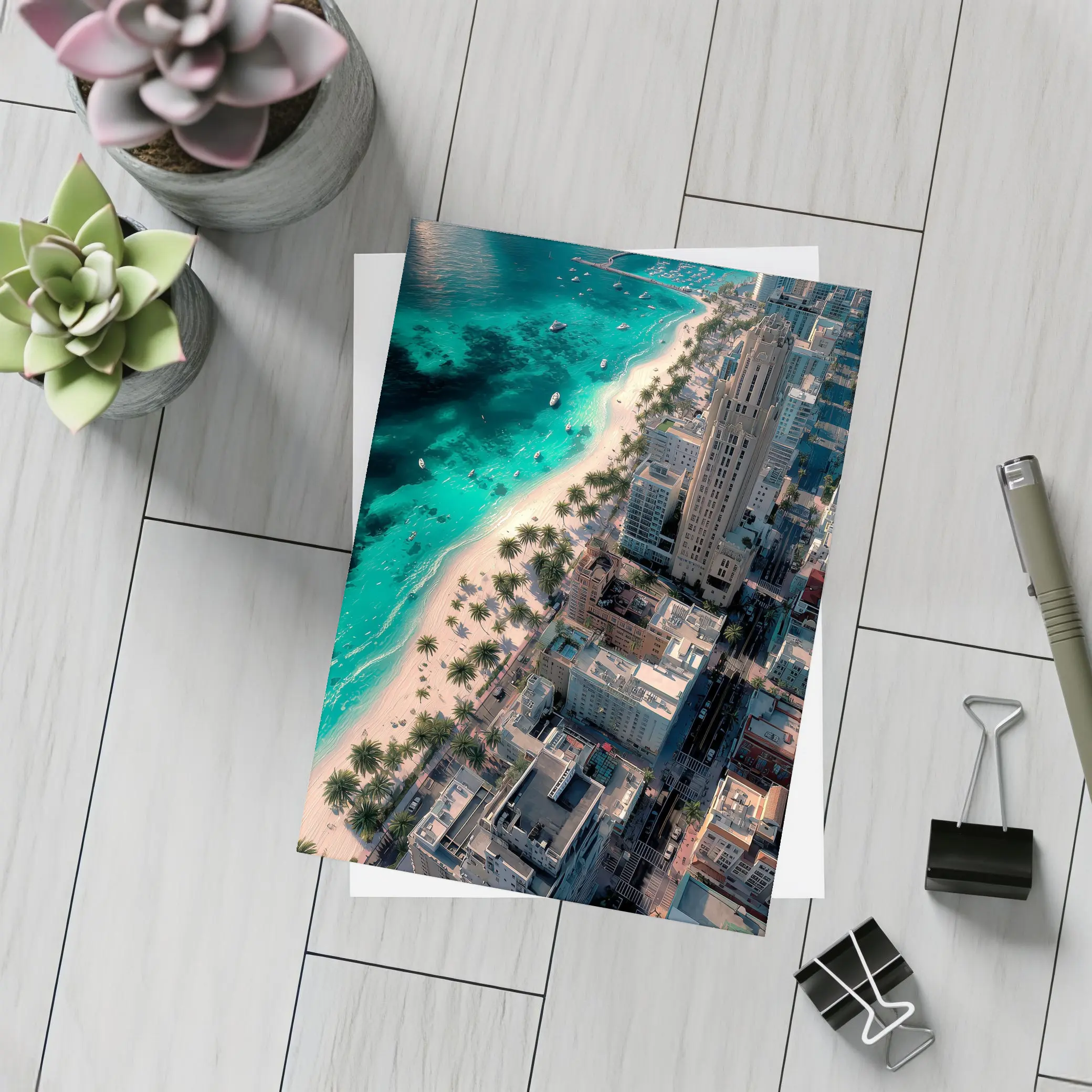 Miami Beach Aerial City Skyline View – Postcards