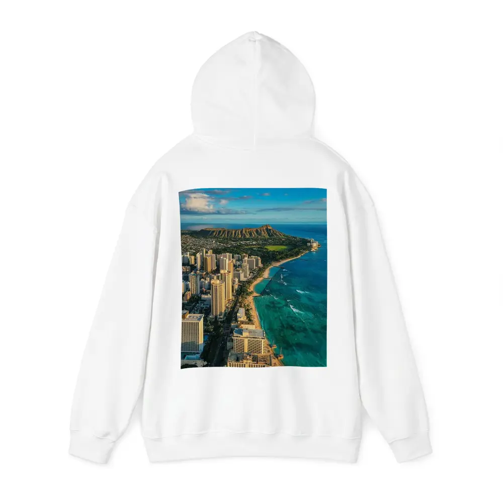 Waikiki Beach Diamond Head Aerial City View – Hoodies
