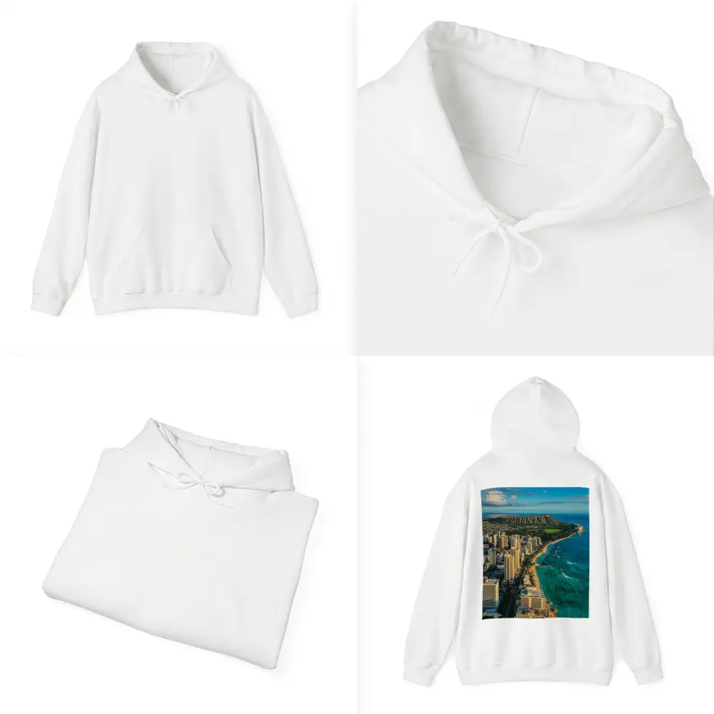 Waikiki Beach Diamond Head Aerial City View – Hoodies
