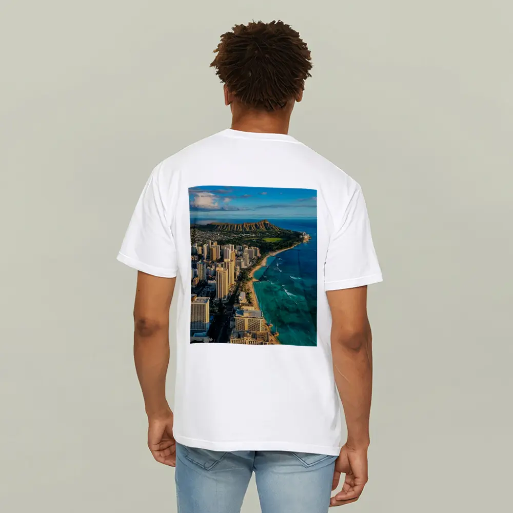 Waikiki Beach Diamond Head Aerial City View – T-Shirts
