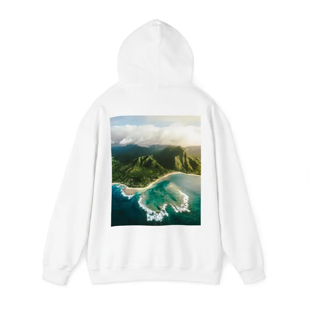 Aerial Hawaii Tropical Beach Green Mountains – Hoodies