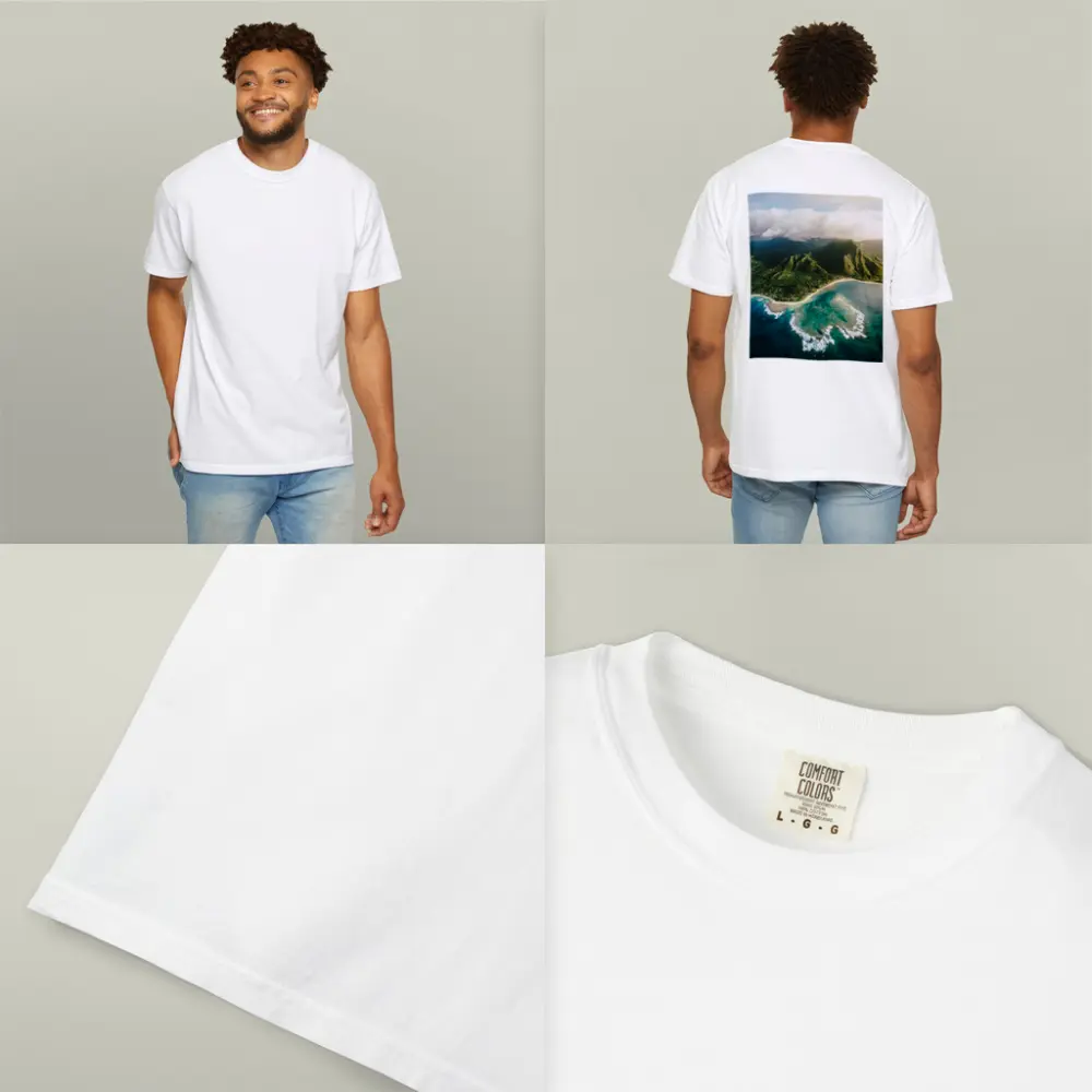 Aerial Hawaii Tropical Beach Green Mountains – T-Shirts