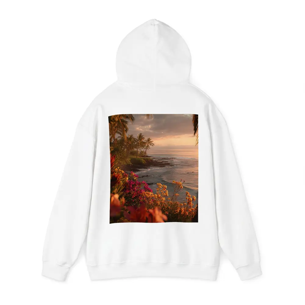 Tropical Coastal Sunset With Blooming Flowers – Hoodies