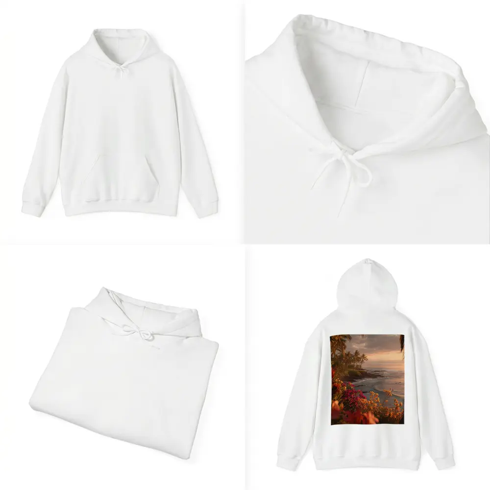 Tropical Coastal Sunset With Blooming Flowers – Hoodies