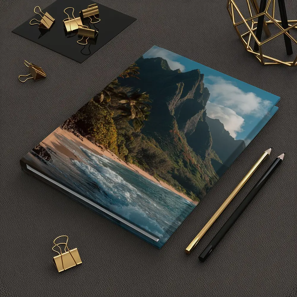 Tropical Beach With Dramatic Mountain Backdrop – Notebooks